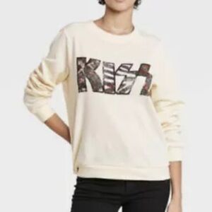 KISS Women’s ANIMALIZE Band Logo Animal Print Graphic Crewneck Sweatshirt